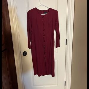 Incite - Midi Length, Long Sleeve Burgundy Dress, Size 2